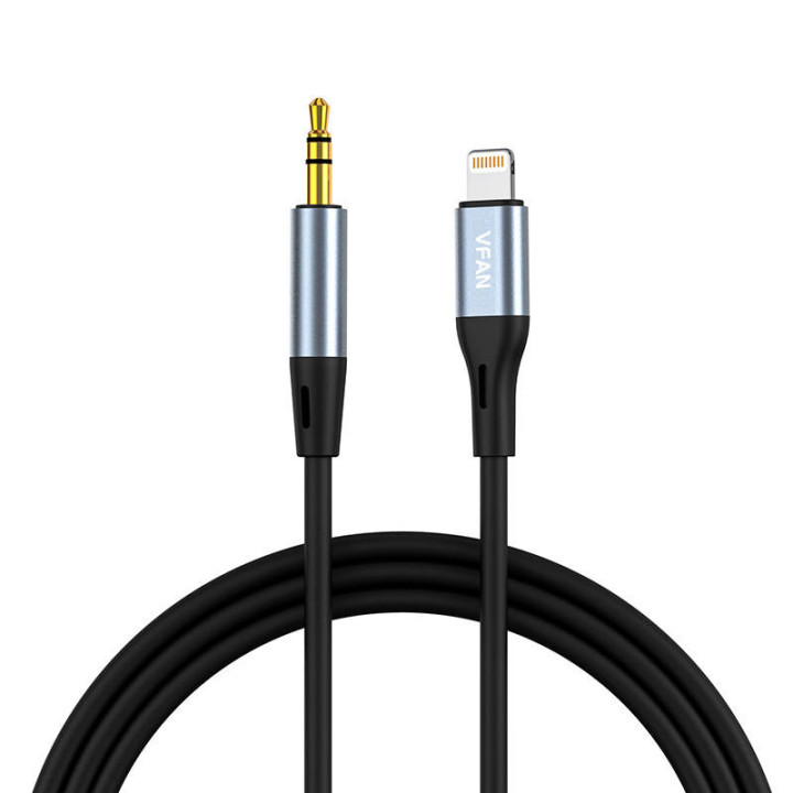 Кабель VFAN L05 Lightning на мини-джек 3,5 мм AUX, 1 м (серый)