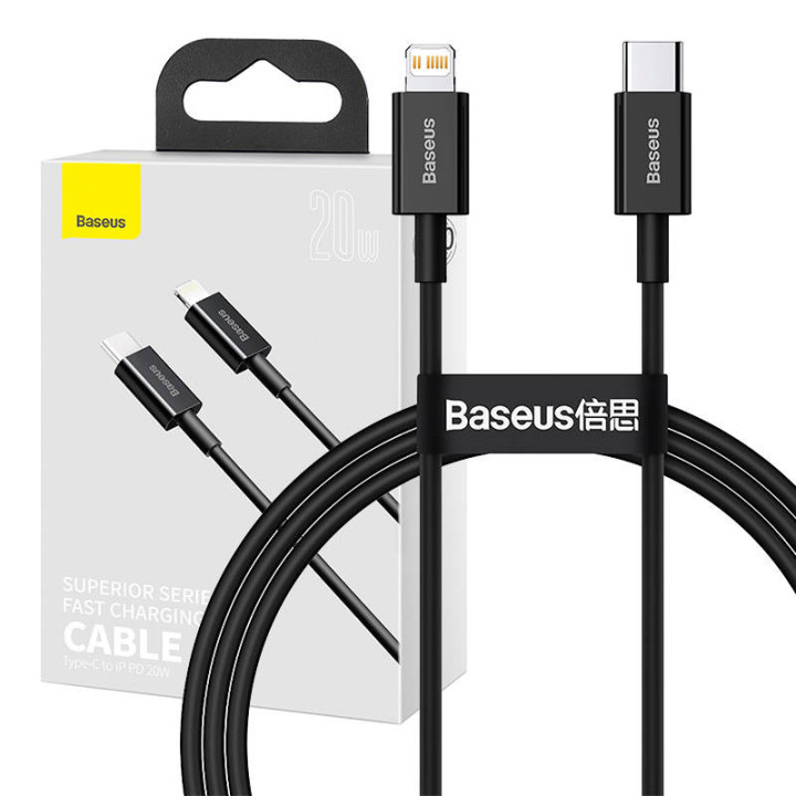 Cavo Baseus serie Superior da USB-C a IP, 20 W, PD, 1 m (nero)