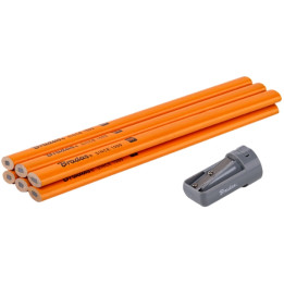 HB OVAL CONSTRUCTION PENCIL SET WITH SHARPENER DIY-PC2OV18OR/S6B BRADAS