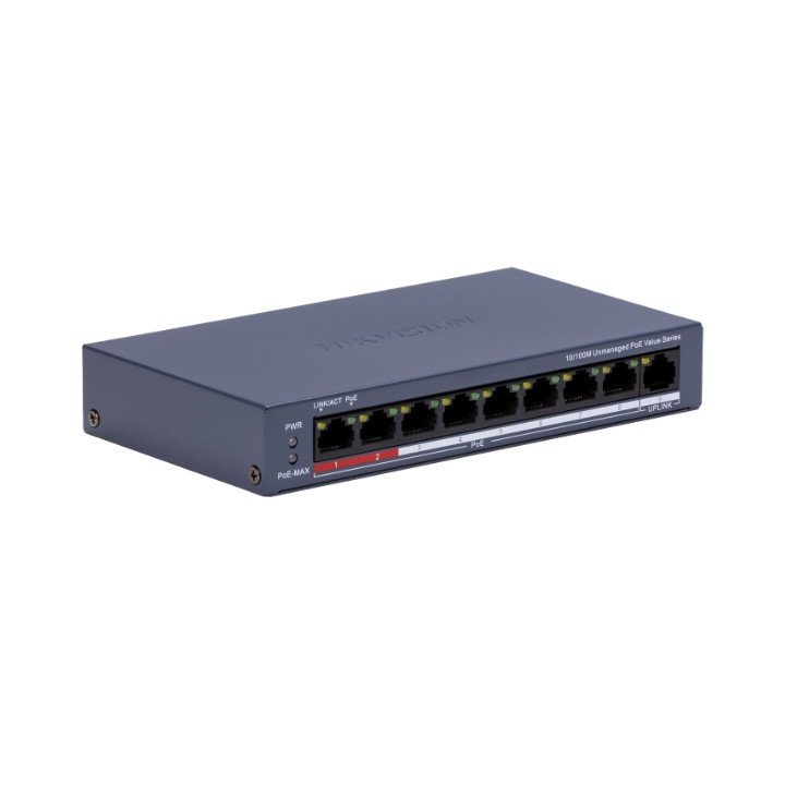 Hikvision DS-3E0109P-E/M(C) 8-портовый PoE коммутатор 64W