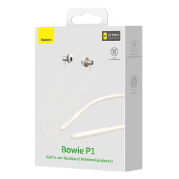 Auriculares deportivos magnéticos con banda para el cuello Baseus Bowie P1 (blanco crema)