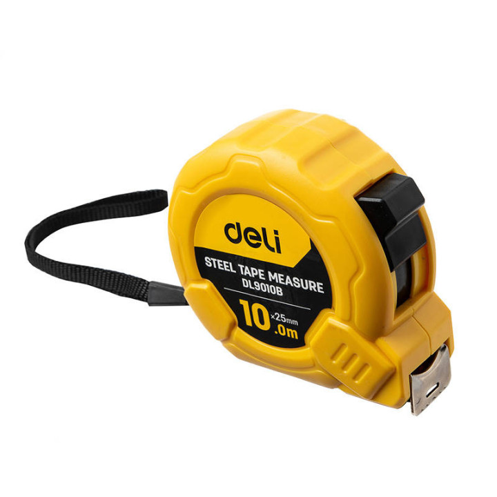 Рулетка измерительная стальная 10м/25мм Deli Tools EDL9010B (желтая)