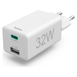 Hama mini 32W, PD/QC (1X USB-C, 1X USB-A), white