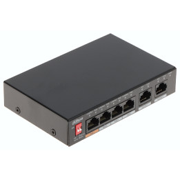 Dahua PFS3006-4ET-60-V2 6-портовый 10/100Mbps неуправляемый настольный PoE-коммутатор