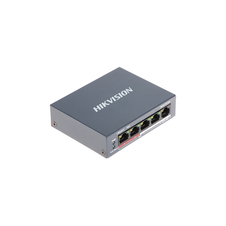 Hikvision DS-3E0105P-E/M(B) 4-портовый Fast Ethernet неуправляемый PoE коммутатор