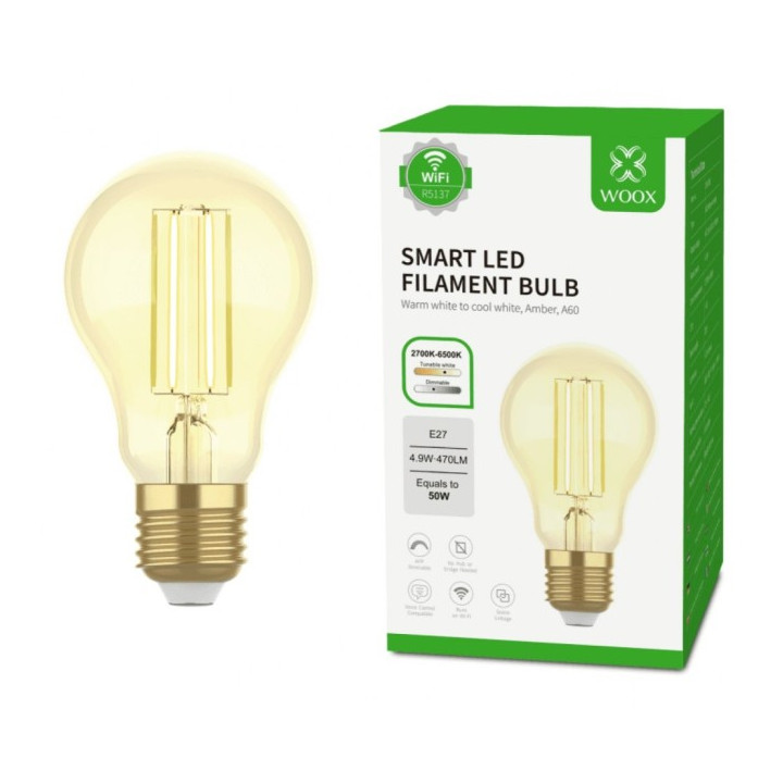 WOOX R5137 Интеллектуальная умная лампа в стиле ретро WiFi LED 4,9 Вт накаливания E27 A60