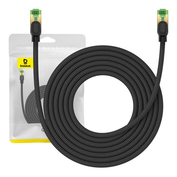 Kabel sieciowy w oplocie kat.8 Baseus Ethernet RJ45, 40Gbps, 5m (czarny)