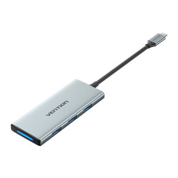 USB-C — HDMI, 3x USB 3.0, SD, TF, PD Концентратор Vention TOPHB 0,15 м Серый
