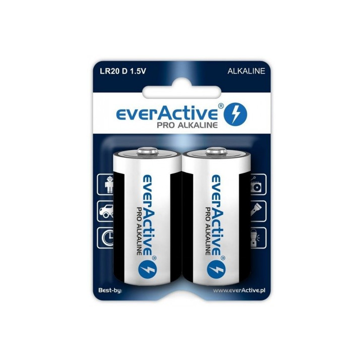 Батарейки Everactive Pro Alkaline LR20/D 1,5 В блистер, 2 шт.