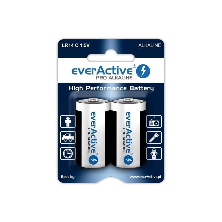 Everactive Pro Pilas Alcalinas C 1.5V LR14 EN93 AM2 MN1400 en blister 2uds
