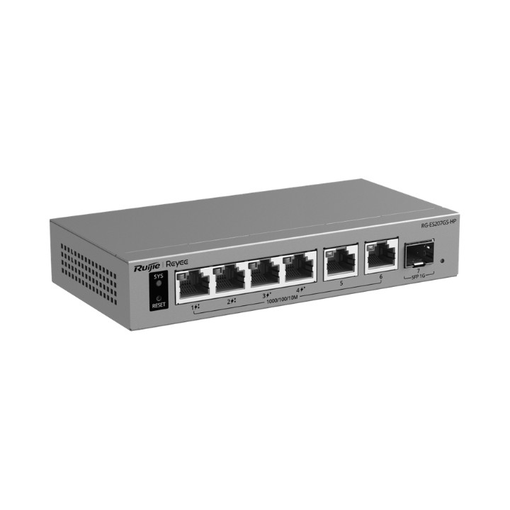 SWITCH POE RG-ES207GS-HP 4 PRIEVAD® + 2X UPLINK + 1X SFP REYEE