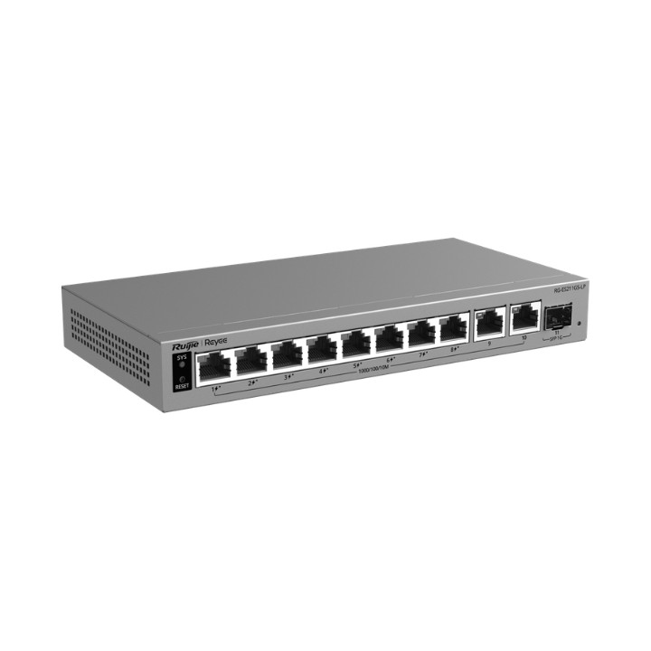 SWITCH POE RG-ES211GS-LP 8 PRIEVAD® + 2X UPLINK + 1X SFP REYEE