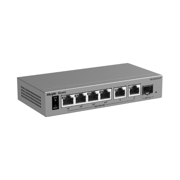 SWITCH POE RG-ES207GS-P 4 PRIEVAD® + 2X UPLINK + 1X SFP REYEE