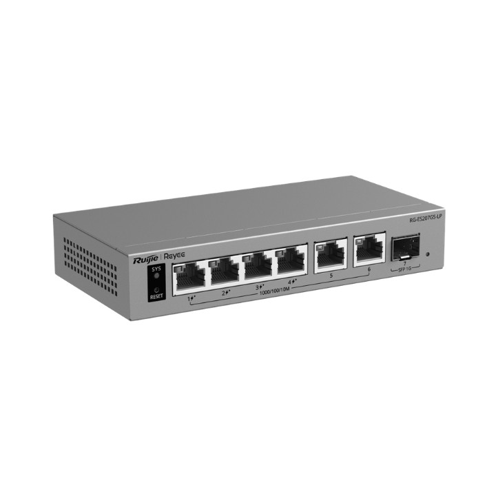 SWITCH POE RG-ES207GS-LP 4 PRIEVAD® + 2X UPLINK + 1X SFP REYEE