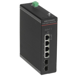 Hikvision DS-3T1506HP-SI-4P2F Switch Géré PoE VLAN SNMP 4xRJ45 2xSFP 90W 300m 6kV -40-75C