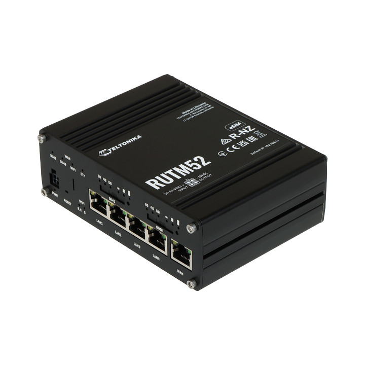 Teltonika RUTM52 Dual 5G Router with Dual SIM + eSIM, Wi-Fi 5 (AC), 2.4 & 5 GHz, 867 Mbps