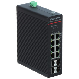 Hikvision DS-3T1512HP-SI-8P4FKIT(75W) Industrial PoE Switch with 8 PoE Ports and 4 SFP Slots
