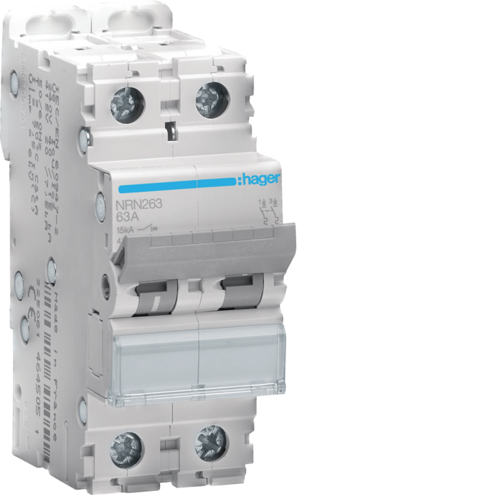 Hager NQN263 Miniature Circuit Breaker 2P C 63A