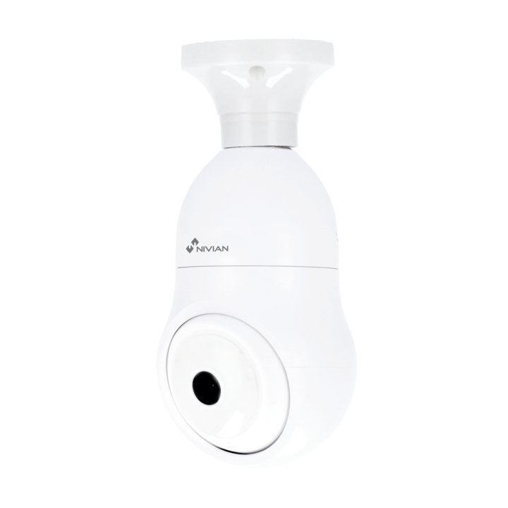 NIVIAN RETAIL NVS-IPC-BULB1 Cámara IP PTZ de 4MP con Wi-Fi, PoE, ONVIF, visión nocturna por infrarrojos, micrófono incorporado, 