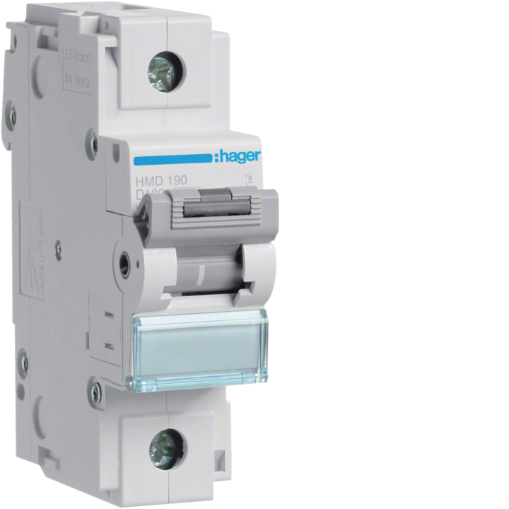 Hager HMF190 MCB 1-Pole 100 A D-Curve 15 kA, 1.5 Modules