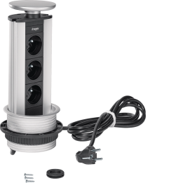 Hager G7043LAN Built-in Outlet Unit, table mount, 3 sockets + LAN