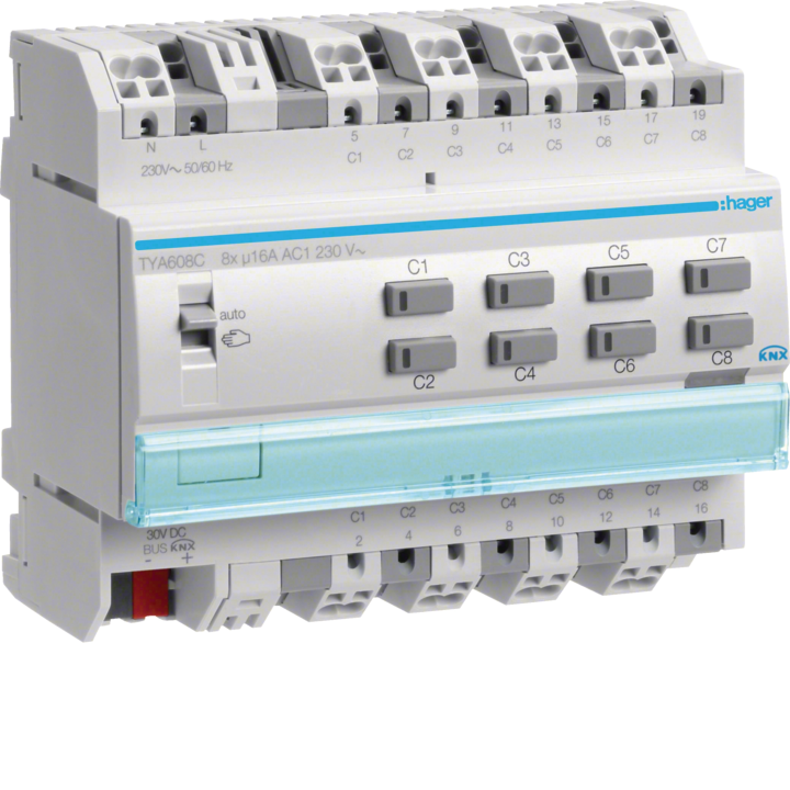 Hager TYA608C KNX Output Module 8x 16A /230V~