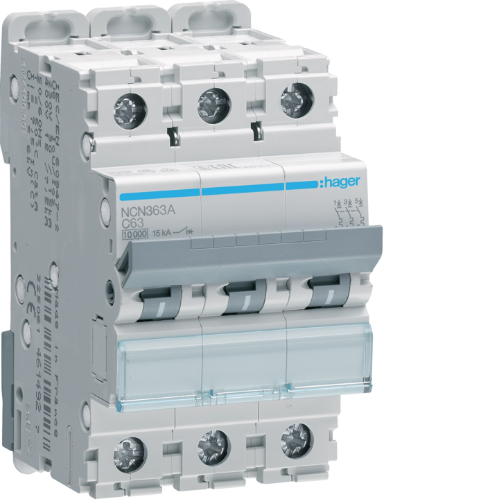 Hager NCN313 MCB 3P C-Curve 63A 10kA