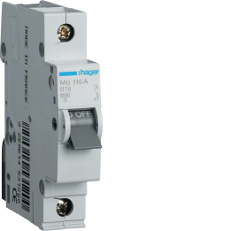Hager MBS116 Miniature Circuit Breaker 1P, B-16A, 6kA